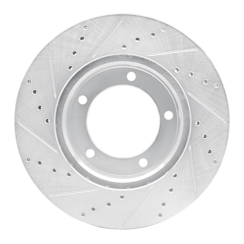 Lexus LX470 Brake Rotor (1) - Front Right - R1 Concepts - Drilled & Slotted - Silver - `98-`07
